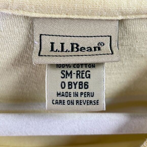 L.L. Bean Ladies Pullover Short Sleeve Top, Size Small, Yellow & White - Picture 3 of 5